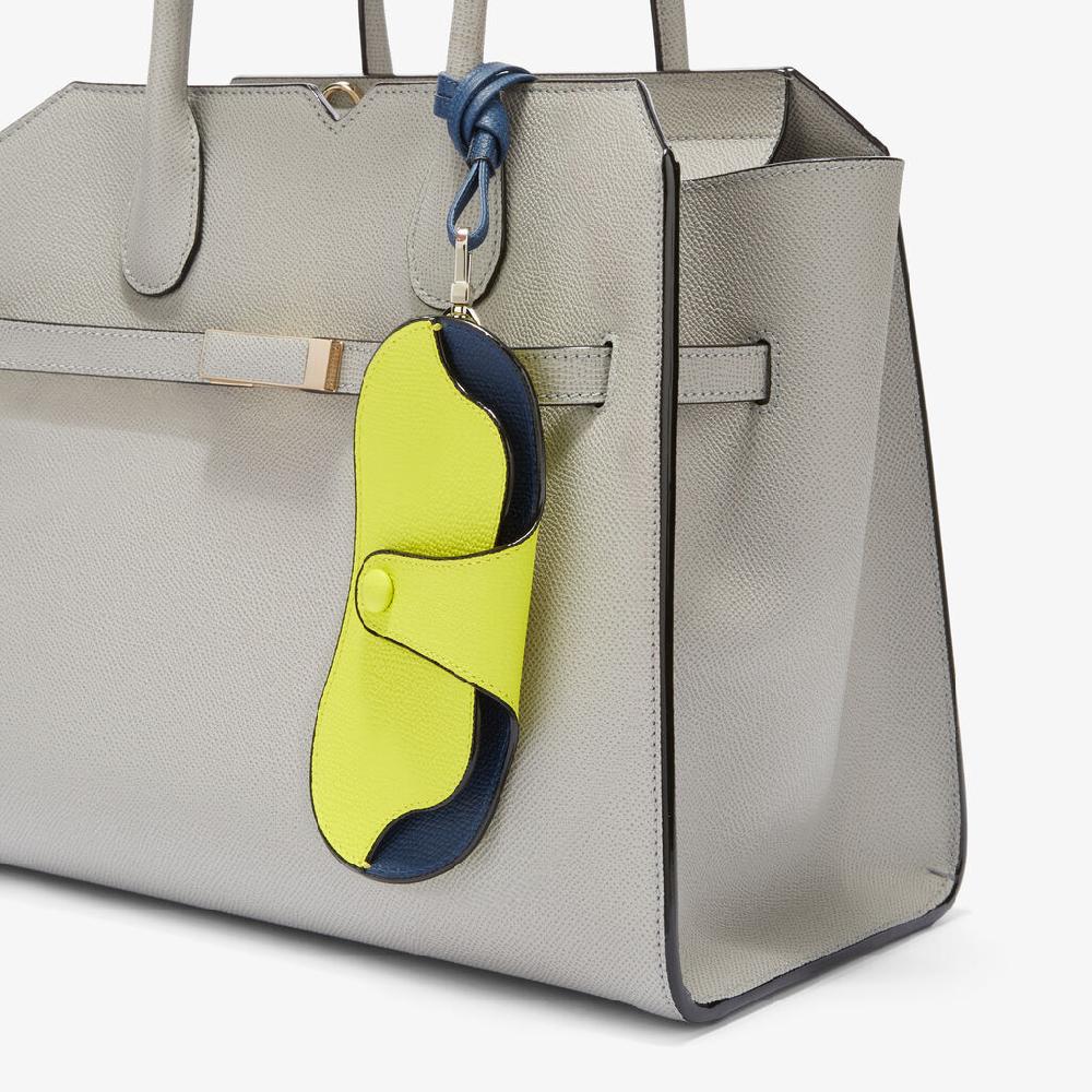Valextra Custodia Occhiali Di Lusso In Pelle Gialla Lime E Blu | Valextra