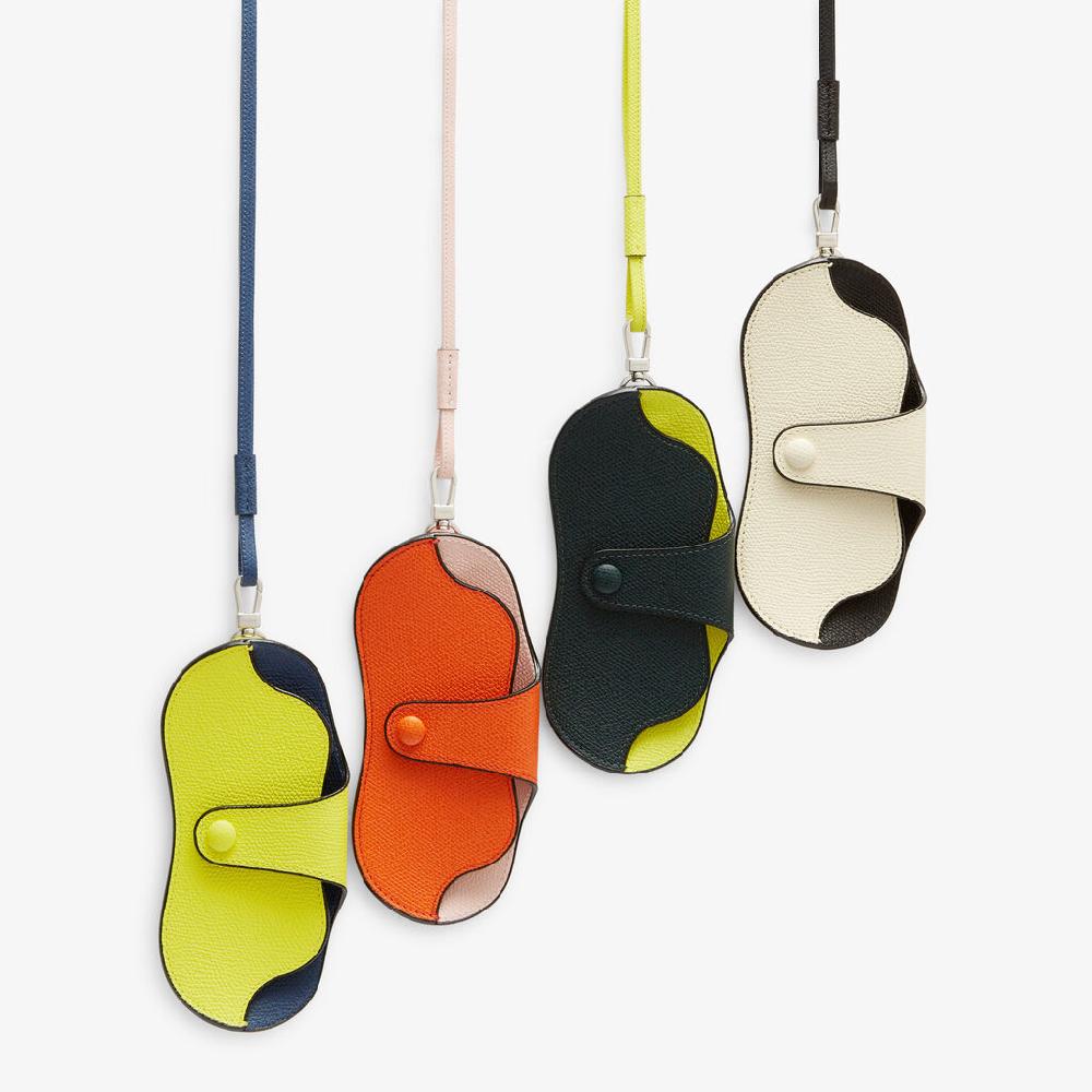 Valextra Custodia Occhiali Di Lusso In Pelle Gialla Lime E Blu | Valextra