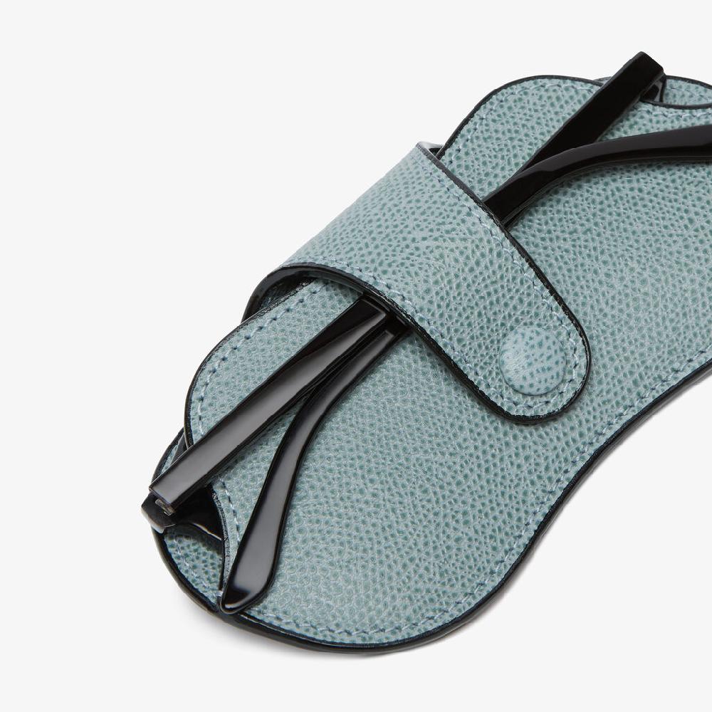 Valextra Custodia Occhiali In Pelle Azzurra Cerulea | Valextra