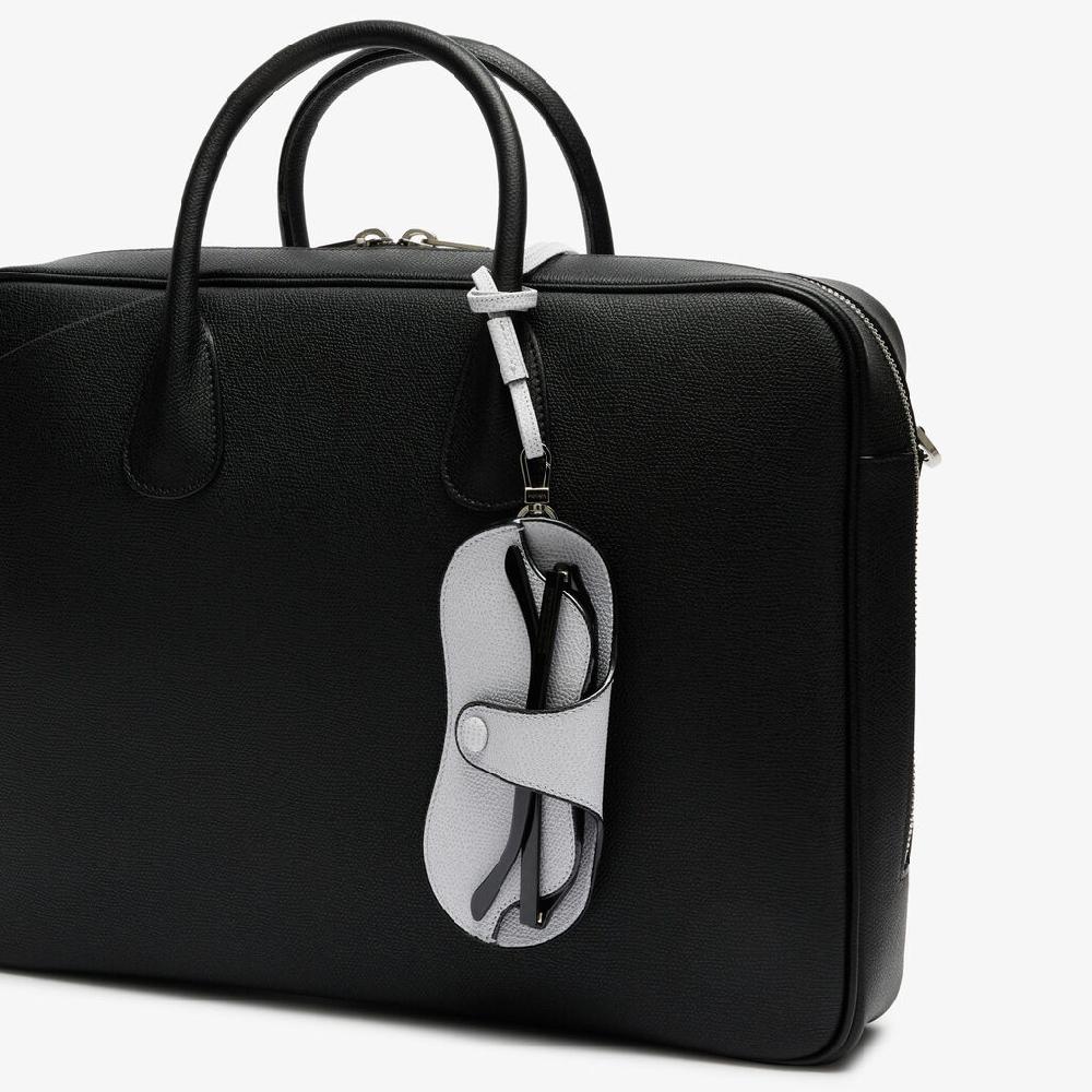 Valextra Custodia Occhiali In Pelle Grigia Sasso Con Tracolla | Valextra