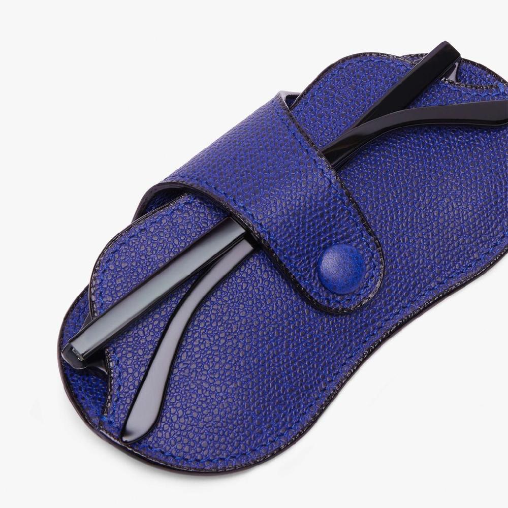 Valextra Custodia Occhiali Morbida In Pelle Blu | Valextra