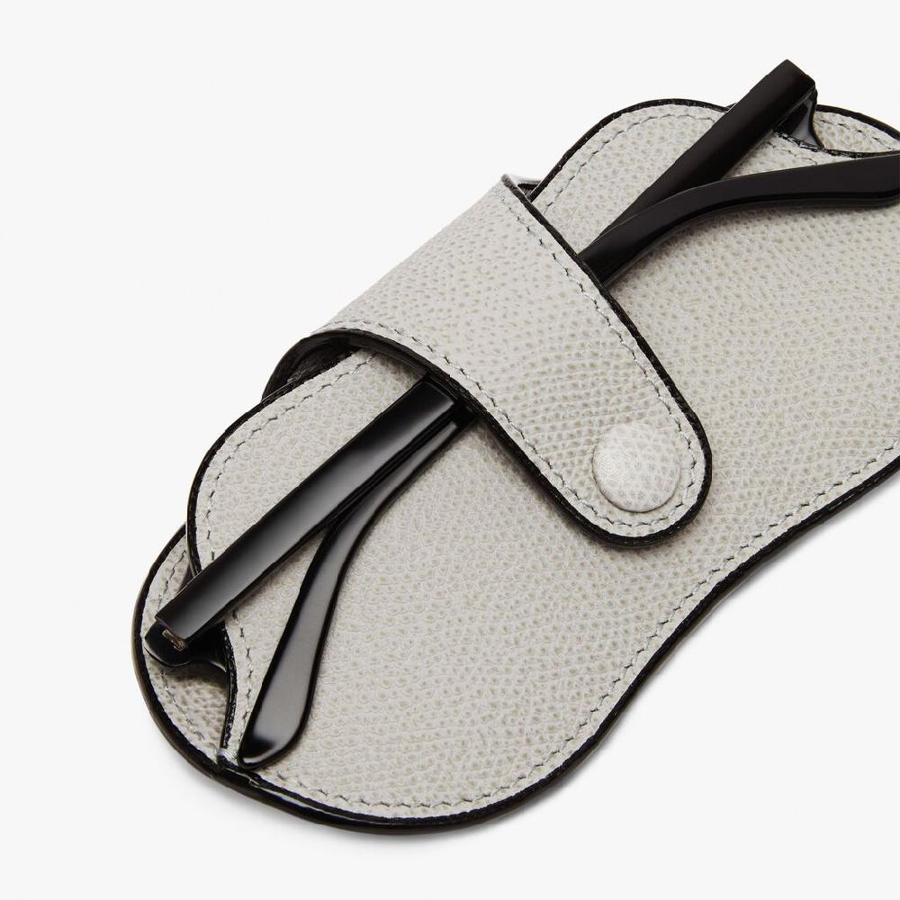 Valextra Custodia Occhiali Morbida In Pelle Grigio Chiaro | Valextra