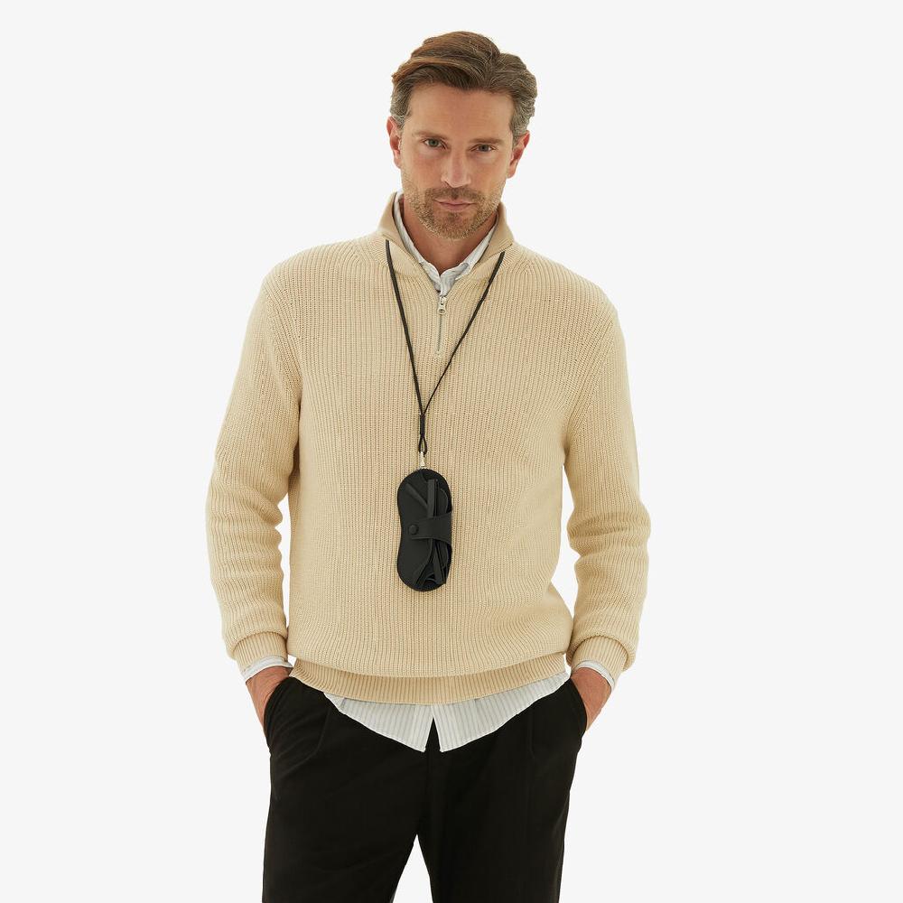 Valextra Custodia Per Occhiali In Pelle Nera Con Tracolla | Valextra