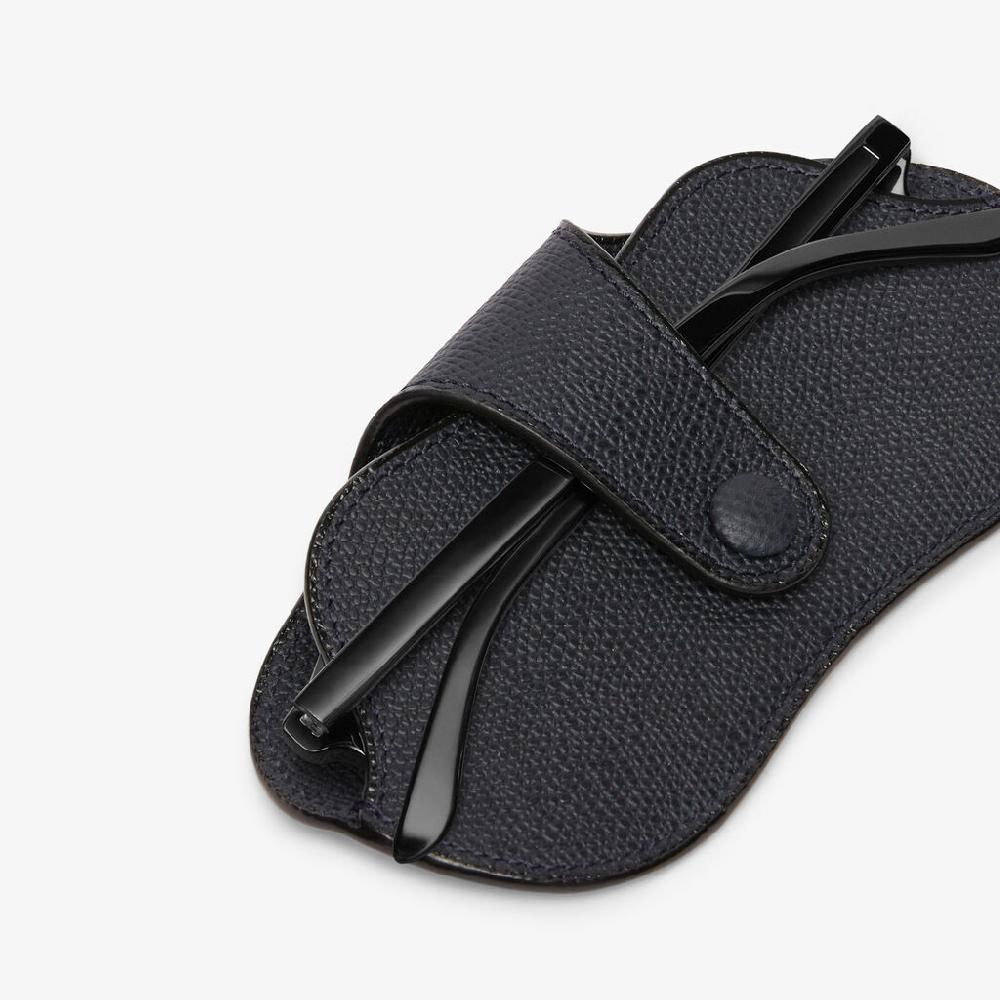 Valextra Custodia Porta Occhiali Di Lusso In Pelle Blu Notte | Valextra