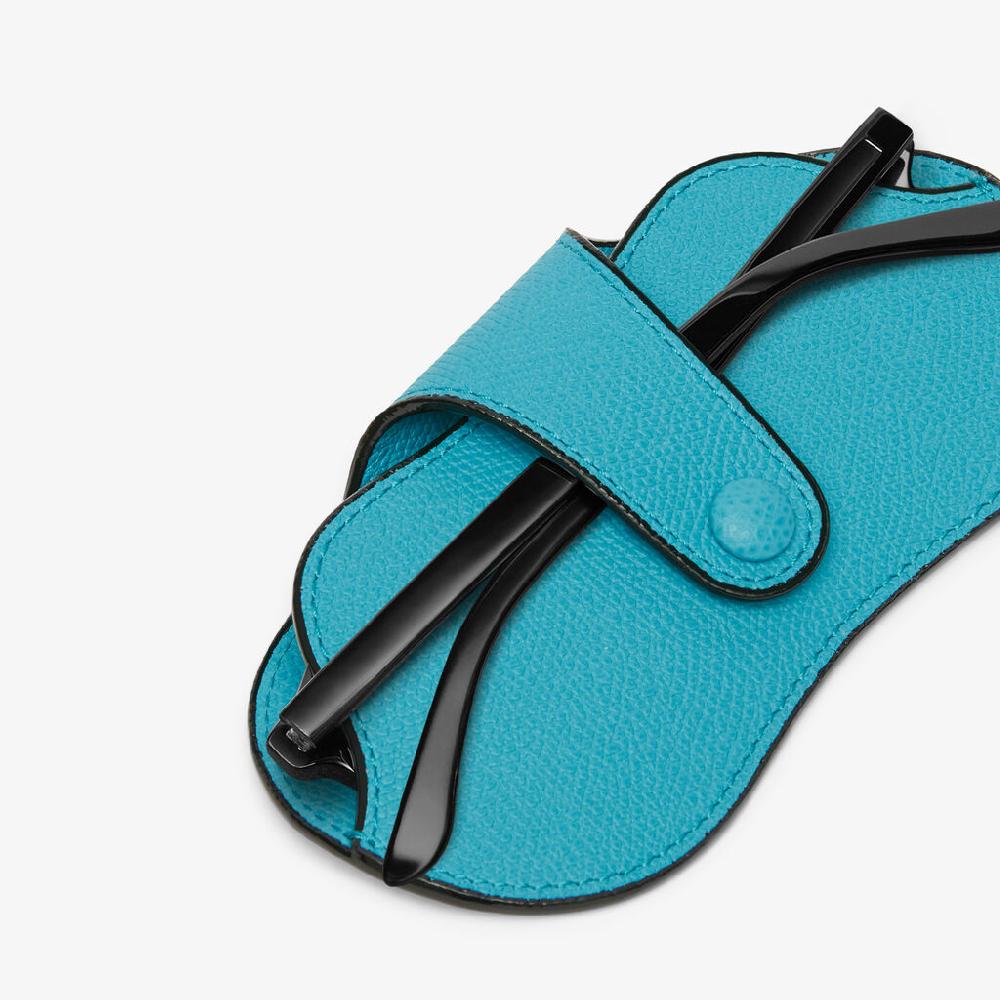 Valextra Custodia Porta Occhiali Di Lusso In Pelle Blu | Valextra