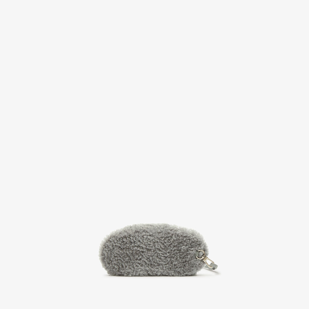 Valextra Custodia Porta Occhiali Di Lusso In Shearling Grigia