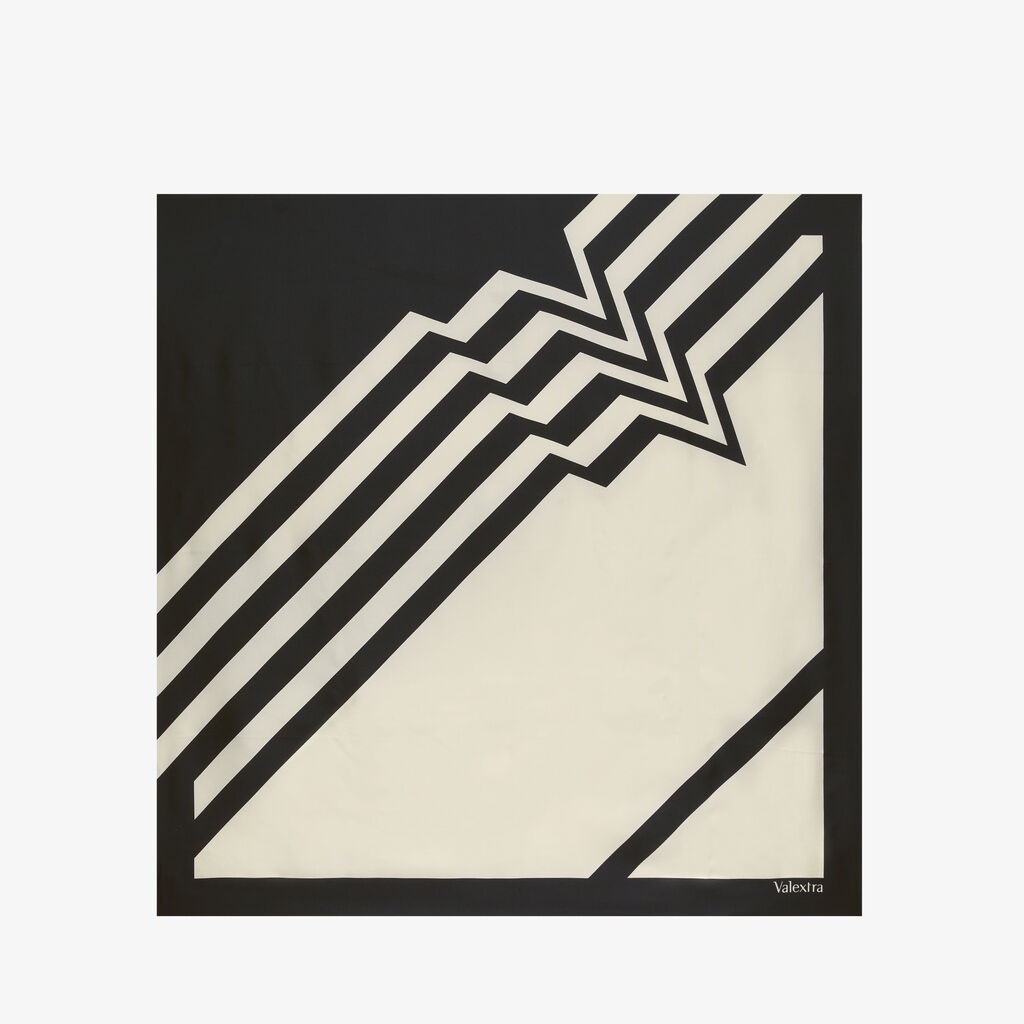 Valextra Foulard quadrato per borse in Seta Bianca e Nera | Valextra