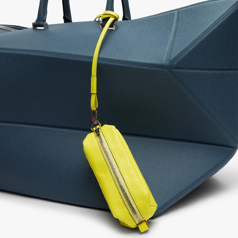 Valextra Micro Beauty-case/Micro Bag In Pelle Gialla Lime | Valextra