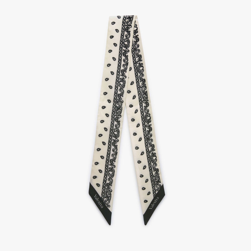 Valextra Nastro per borse a mano in pura Seta Bianca e Nera | Valextra