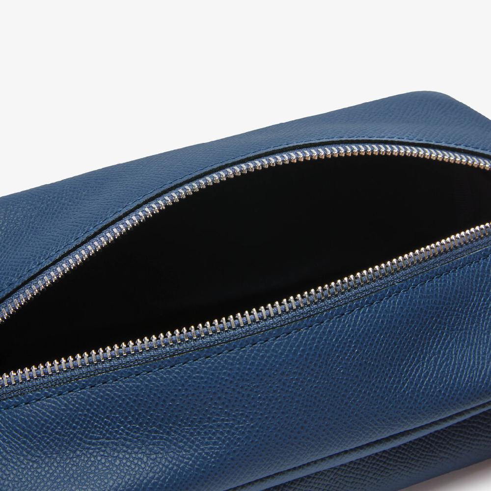 Valextra Pochette Da Viaggio Da Uomo Di Lusso In Pelle Blu