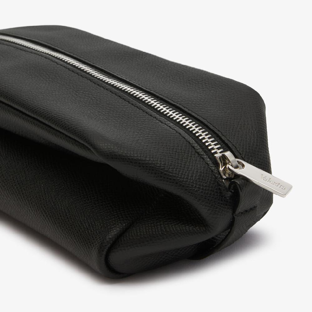 Valextra Pochette Da Viaggio Da Uomo Di Lusso In Pelle Nera