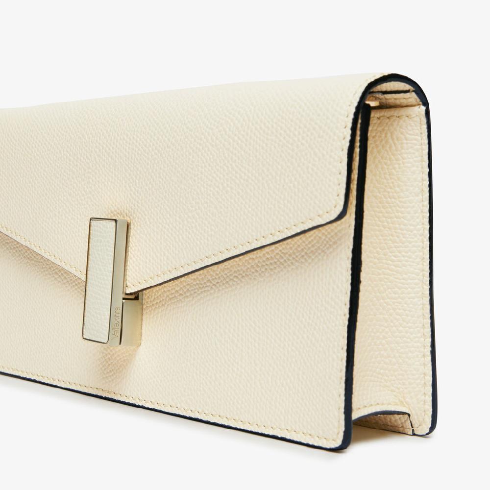 Valextra Pochette In Pelle Bianca Con Tracolla | Valextra Iside