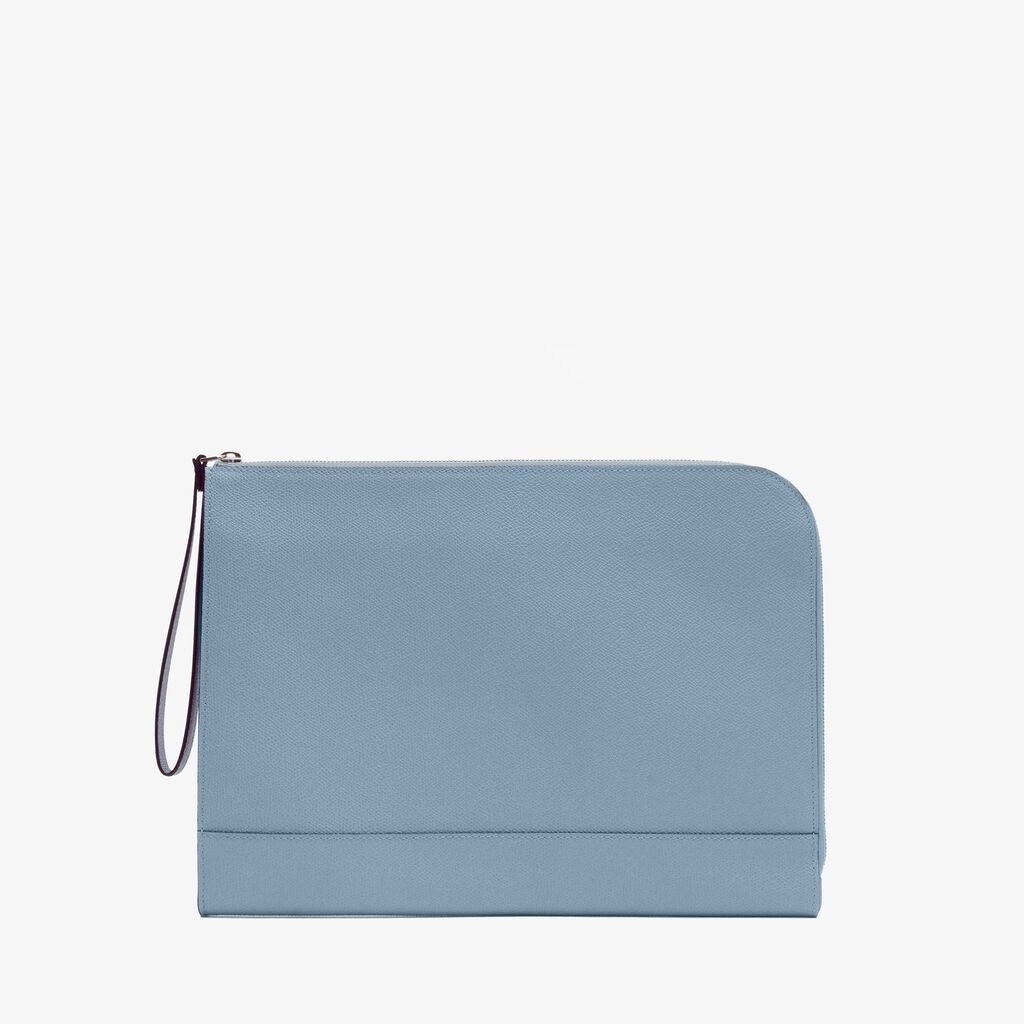 Valextra Pochette piatta portadocumenti in Pelle Azzurra | Valextra My Logo