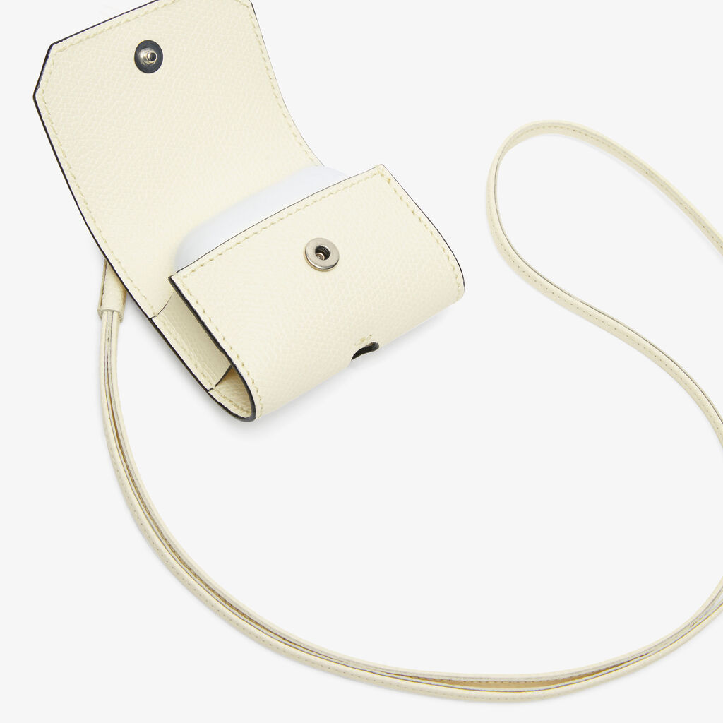 Valextra Porta Airpods Pro Con Tracolla In Pelle Bianca | Valextra