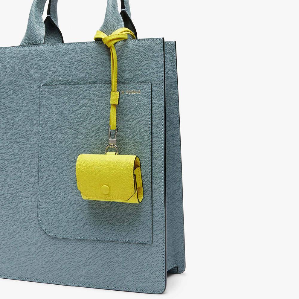 Valextra Porta Airpods Pro Con Tracolla In Pelle Gialla Lime | Valextra
