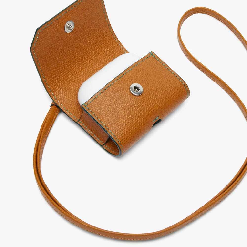 Valextra Porta Airpods Pro Con Tracolla In Pelle Marrone | Valextra