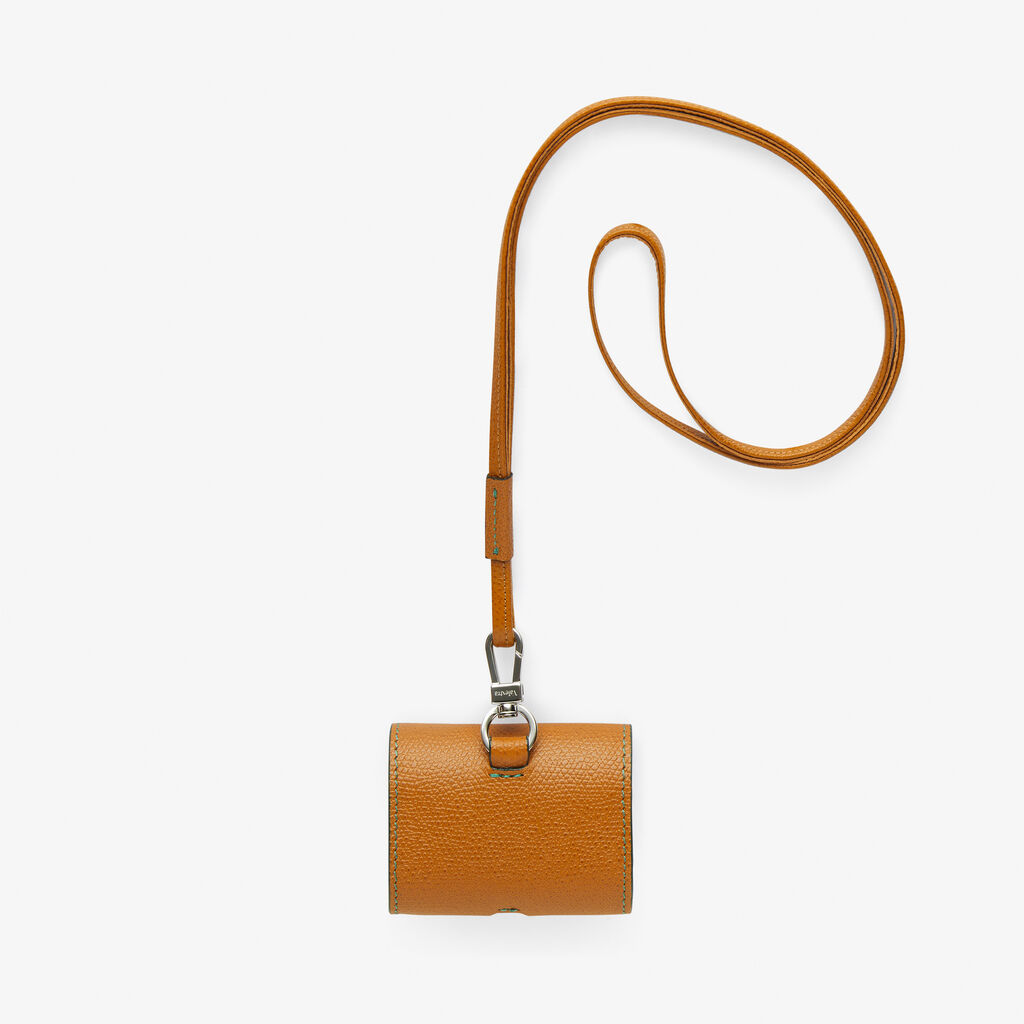 Valextra Porta Airpods Pro Con Tracolla In Pelle Marrone | Valextra