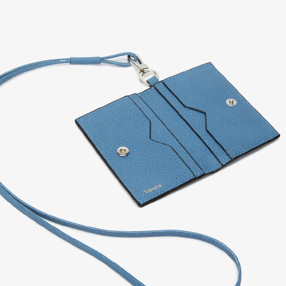 Valextra Porta Carte Con Laccio Da Donna In Pelle Azzurra | Valextra