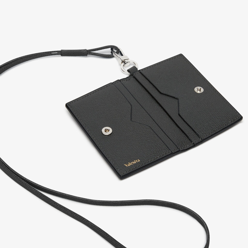 Valextra Porta Carte Con Laccio Da Uomo In Pelle Grigia | Valextra