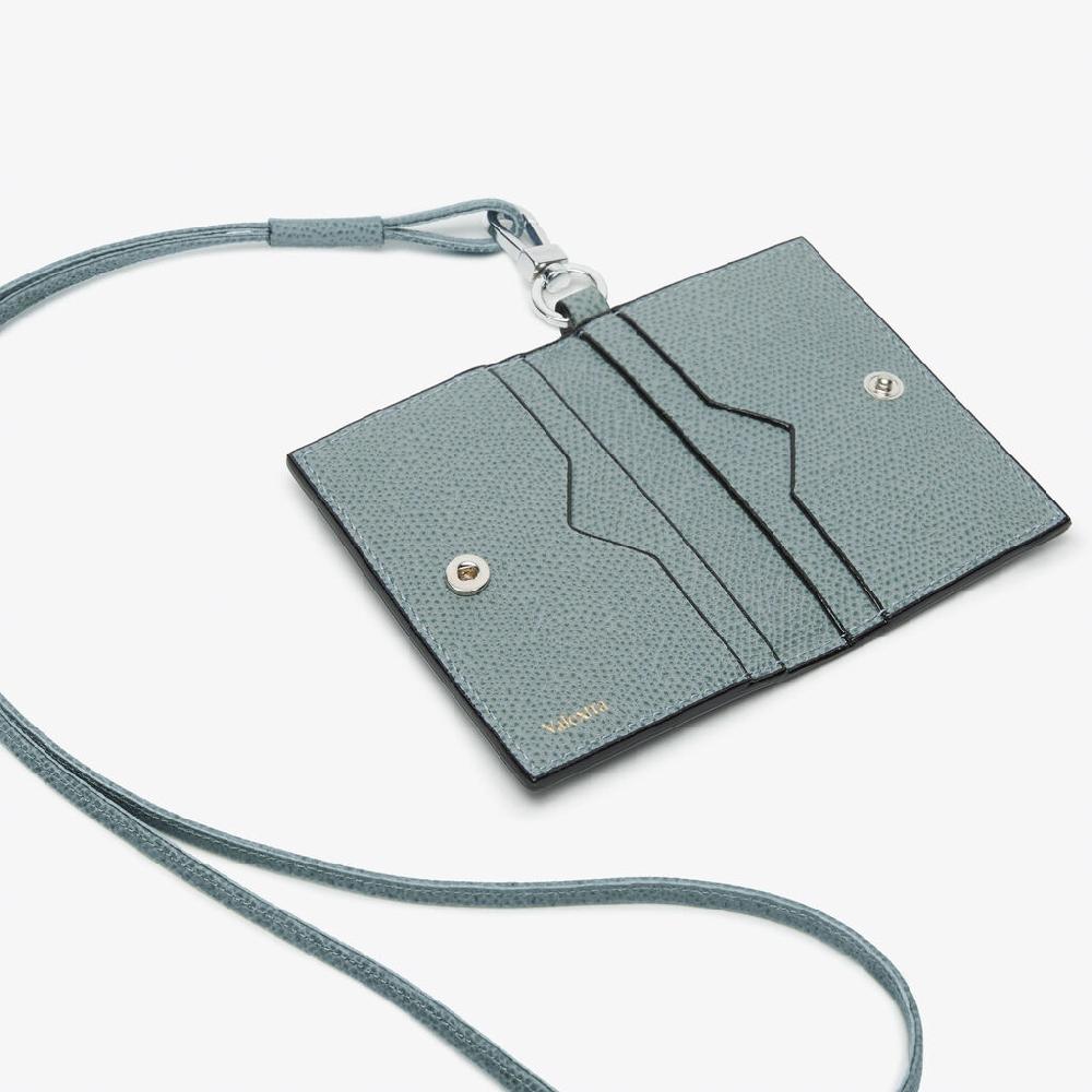 Valextra Porta Carte Con Laccio Donna In Pelle Azzurra Cerulea | Valextra