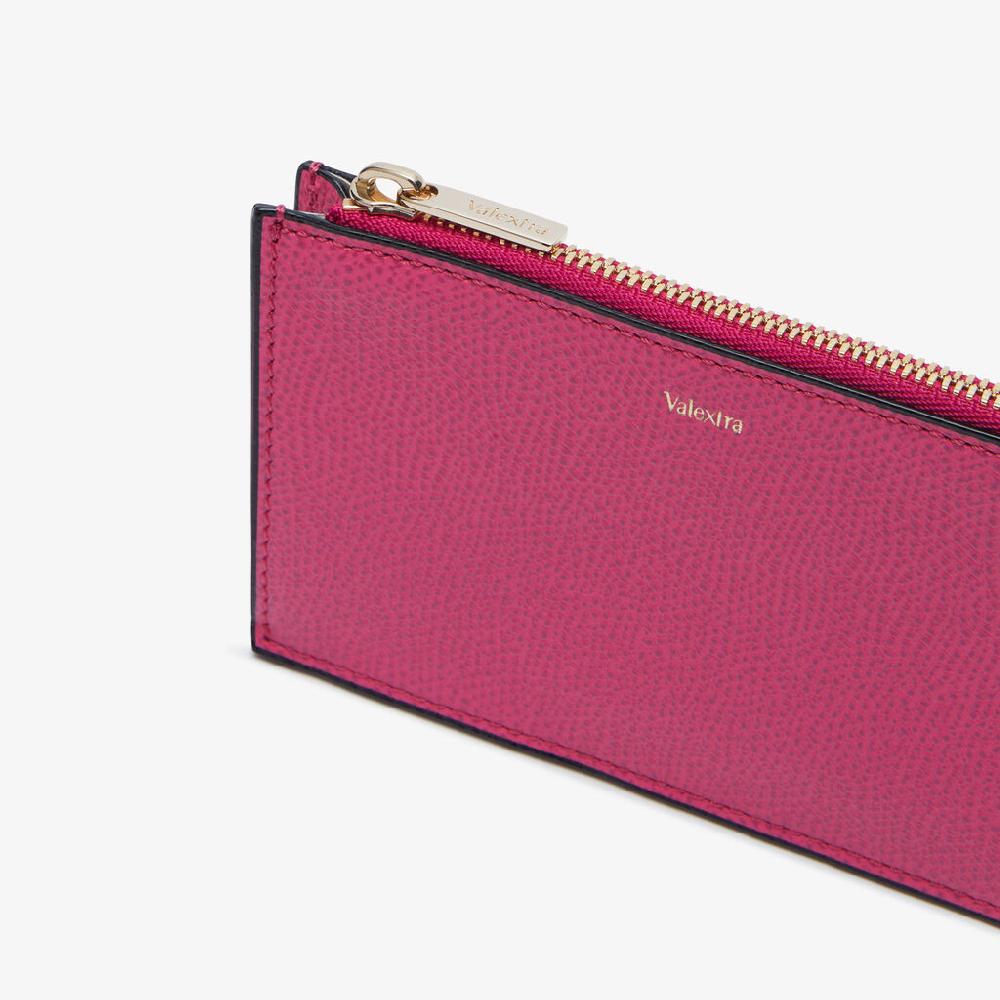 Valextra Porta Carte Da Donna Con Zip Di Lusso In Pelle Rosa | Valextra