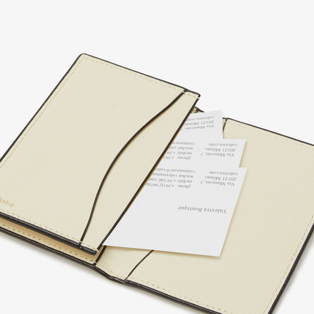 Valextra Porta Carte Da Donna In Pelle Bianca Con Ricamo Nero | Valextra