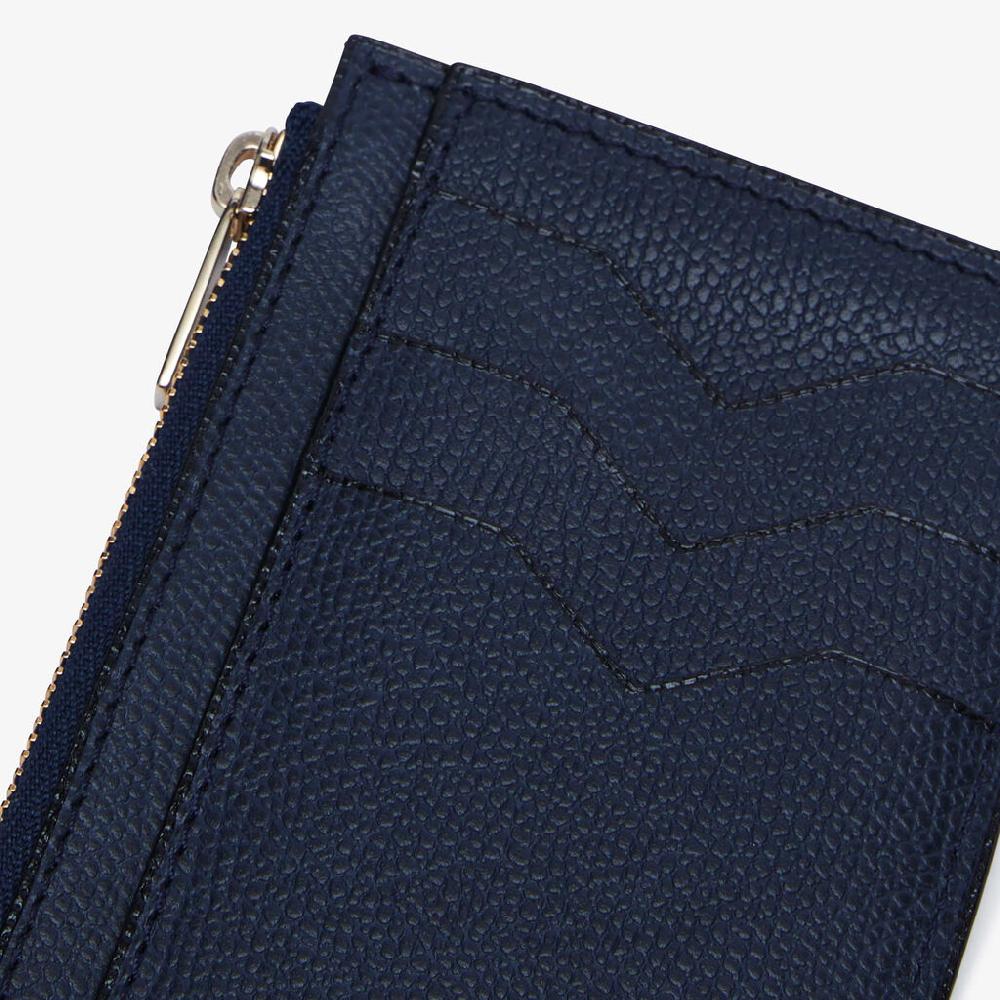 Valextra Porta Carte Da Uomo Con Zip Di Lusso In Pelle Blu | Valextra