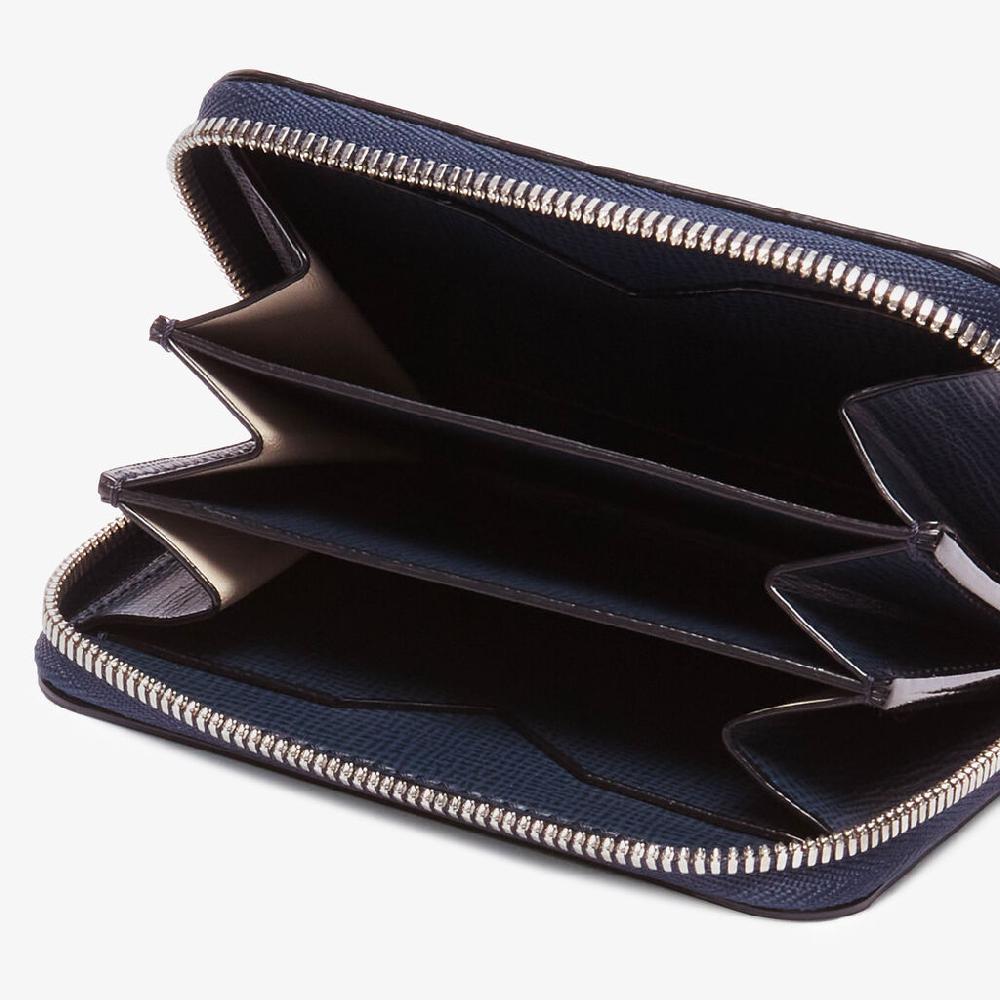 Valextra Porta Carte Da Uomo Di Lusso In Pelle Blu | Valextra Zip Around