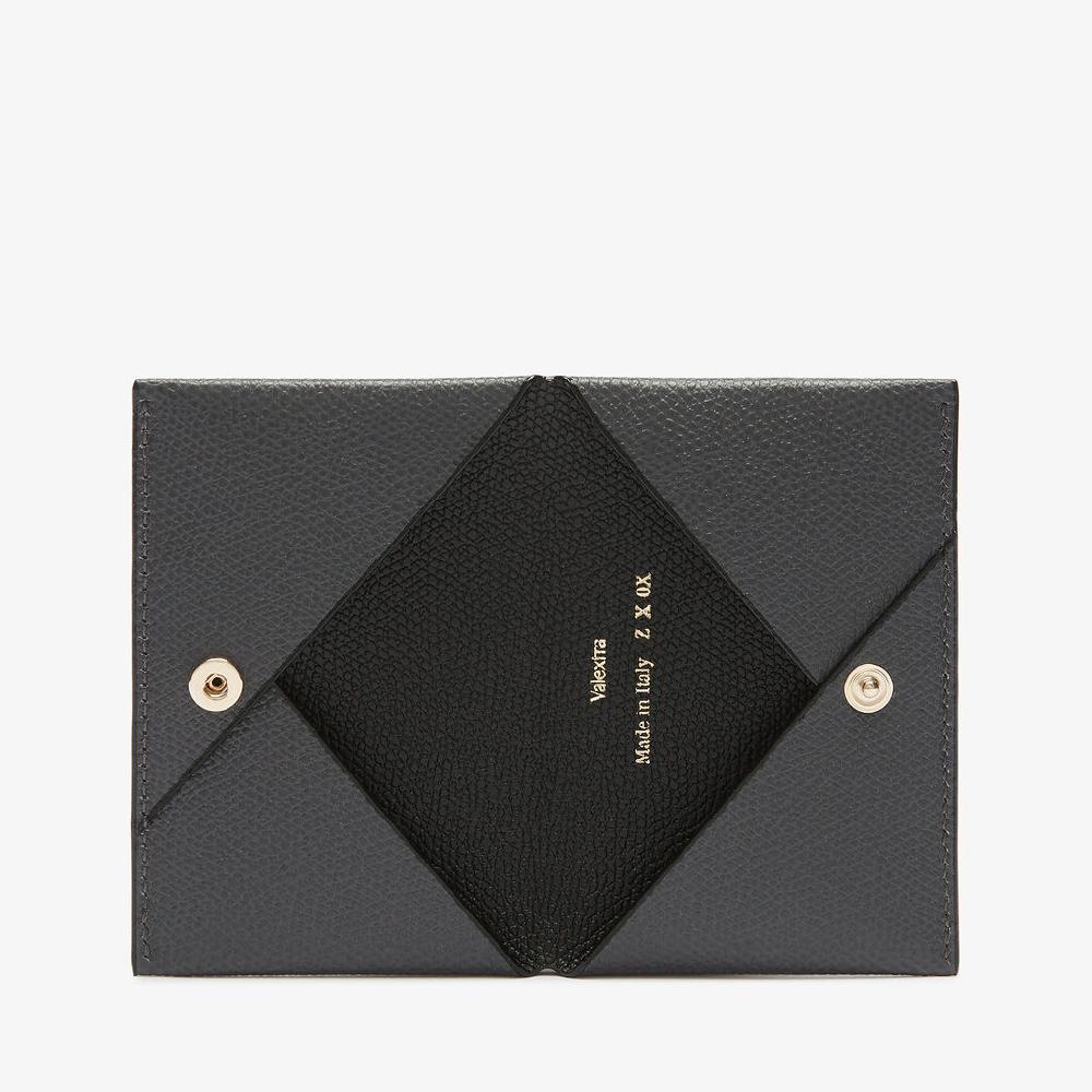 Valextra Porta Carte Da Uomo Di Lusso In Pelle Grigia E Nera | Valextra
