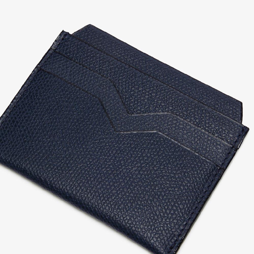 Valextra Porta Carte Di Credito Elegante In Pelle Blu | Valextra