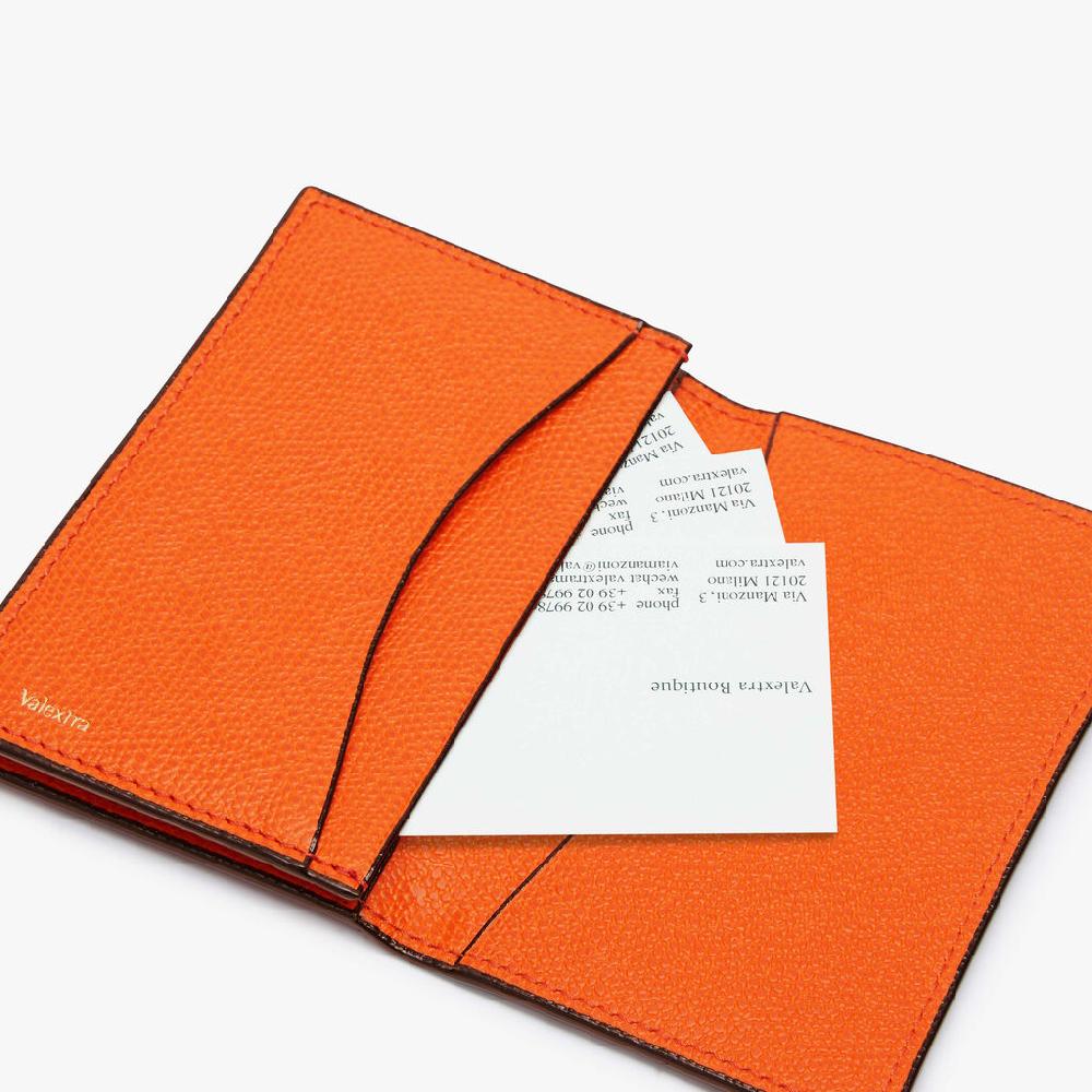 Valextra Porta Carte Di Credito In Pelle Arancione | Valextra