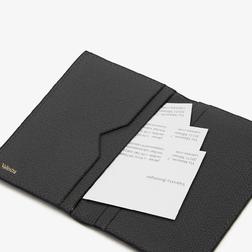 Valextra Porta Carte Di Credito In Pelle Grigia Con Tasche | Valextra