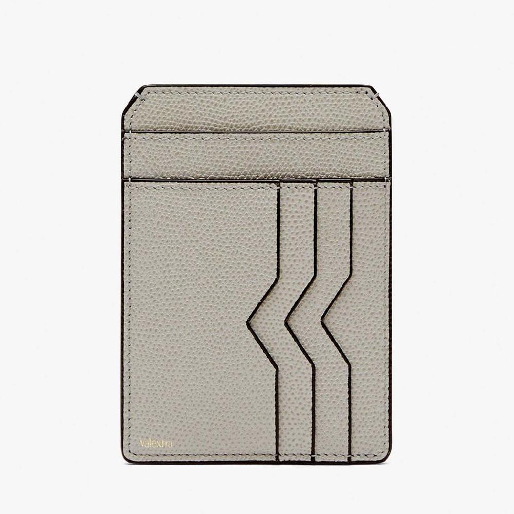 Valextra Porta Carte Di Credito In Pelle Grigio Chiaro | Valextra