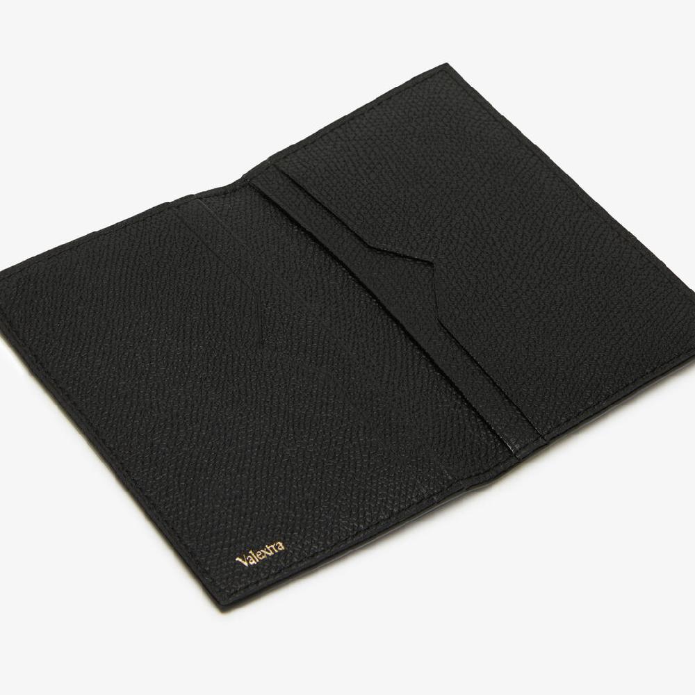Valextra Porta Carte Di Credito In Pelle Nera Con Tasche | Valextra