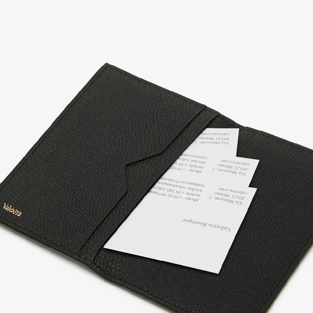 Valextra Porta Carte Di Credito In Pelle Nera Con Tasche | Valextra