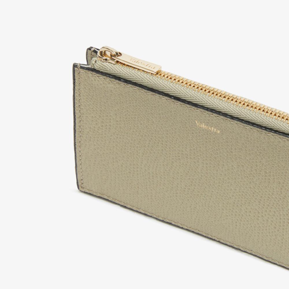 Valextra Porta Carte Di Lusso Con Zip In Pelle Verde Tundra | Valextra