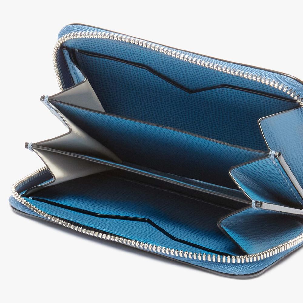 Valextra Porta Carte Di Lusso In Pelle Blu Cobalto | Valextra Zip Around