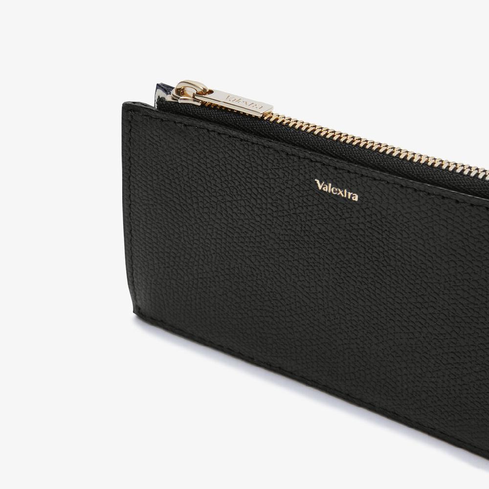 Valextra Porta Carte In Pelle Bianca E Nera Con Cerniera | Valextra