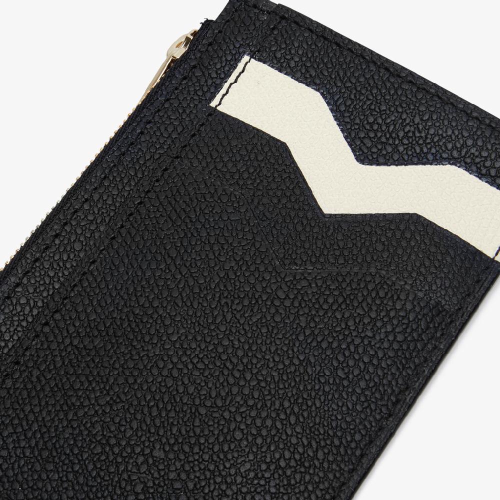 Valextra Porta Carte In Pelle Nera E Bianca Con Cerniera | Valextra