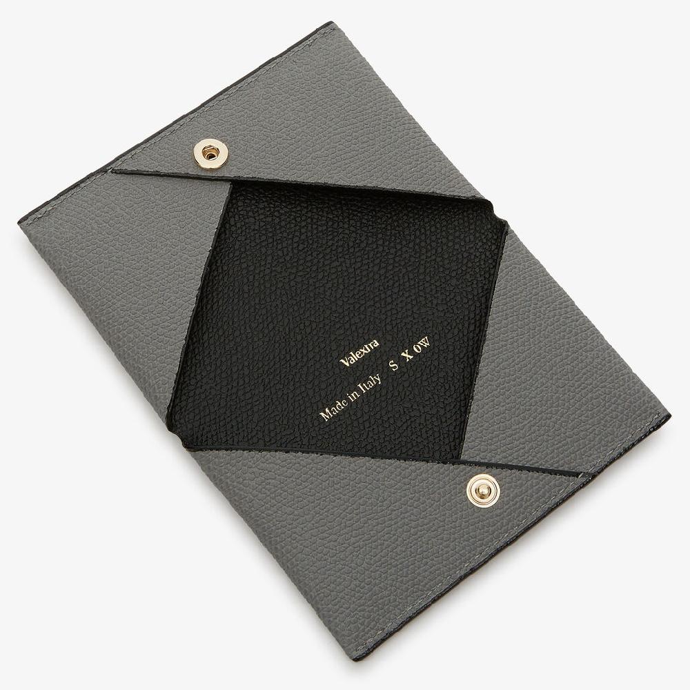 Valextra Porta Carte Piccolo Da Uomo In Pelle Grigia E Nera | Valextra