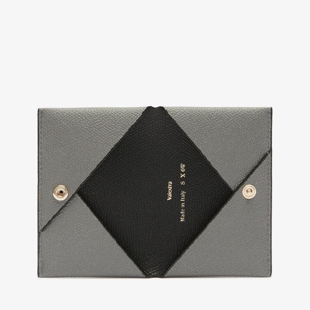 Valextra Porta Carte Piccolo Da Uomo In Pelle Grigia E Nera | Valextra