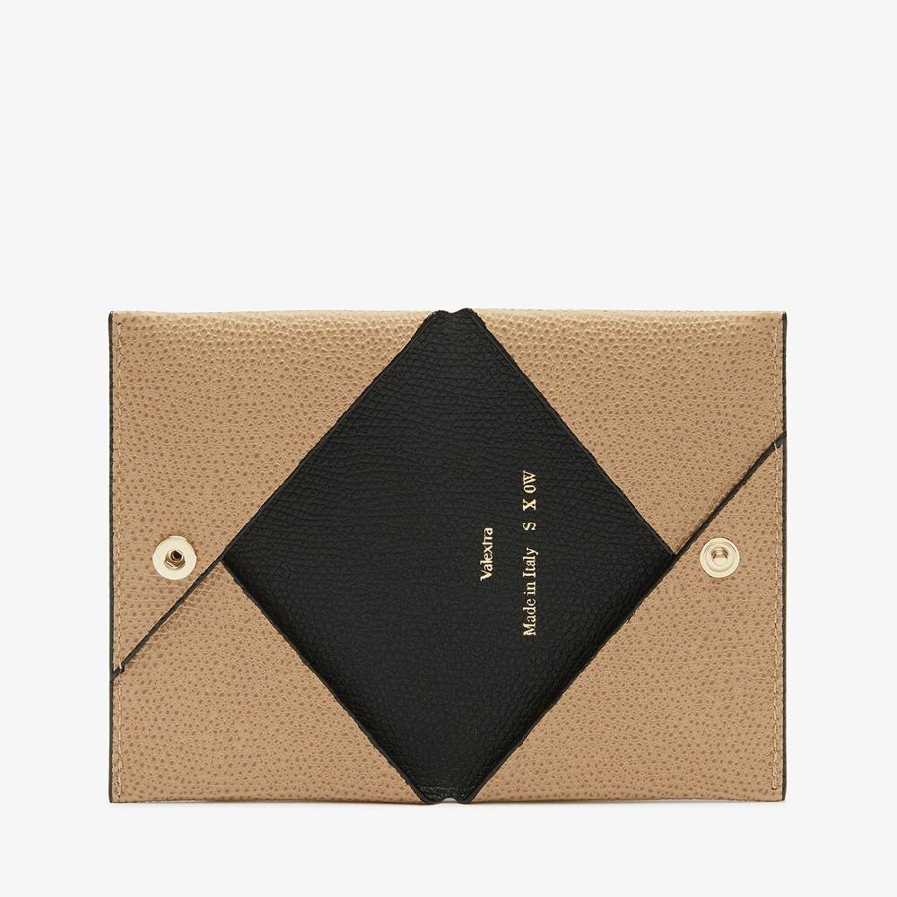 Valextra Porta Carte Piccolo Di Lusso In Pelle Beige E Nera | Valextra