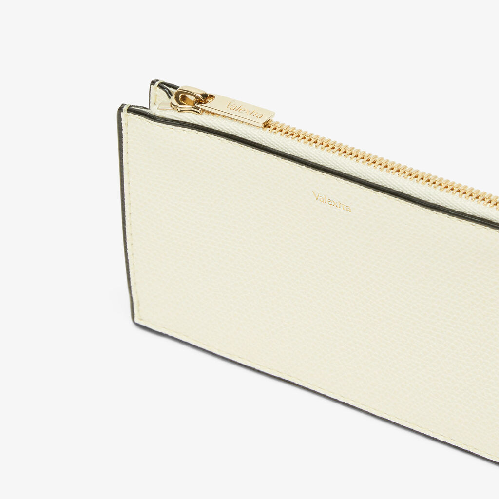 Valextra Porta Carte Raffinato In Pelle Bianca Con Zip | Valextra