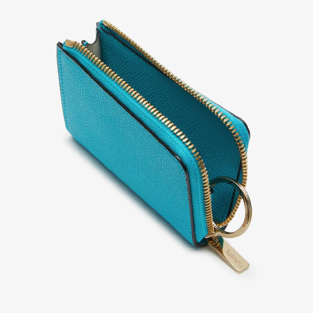 Valextra Porta Chiavi Da Donna Di Lusso In Pelle Blu | Valextra Zip Around
