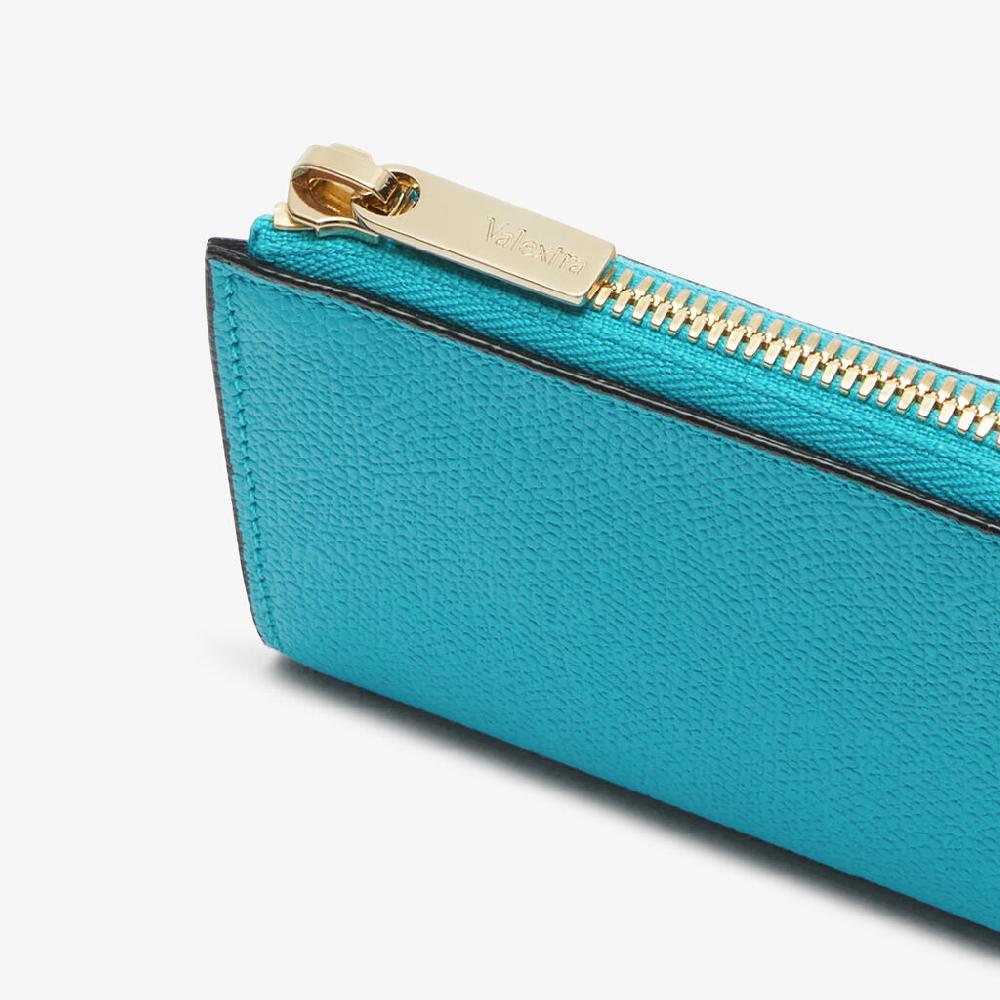 Valextra Porta Chiavi Da Donna Di Lusso In Pelle Blu | Valextra Zip Around