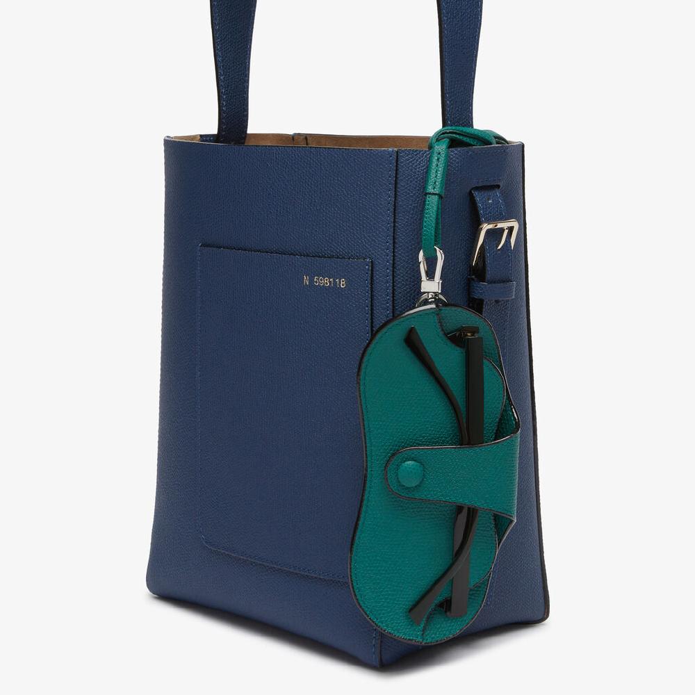 Valextra Porta Occhiali A Tracolla Di Lusso In Pelle Verde Scura | Valextra