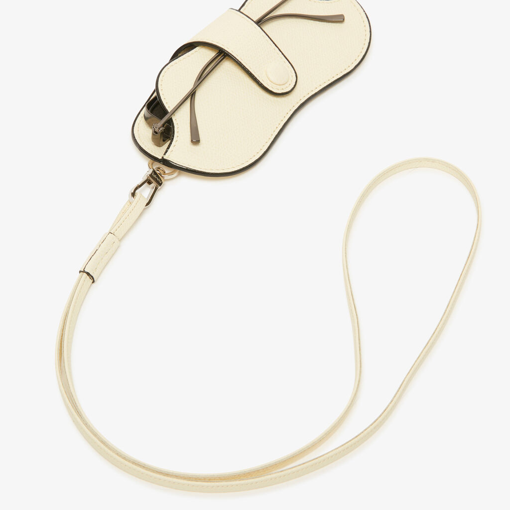 Valextra Porta Occhiali Con Tracolla In Pelle Bianca | Valextra