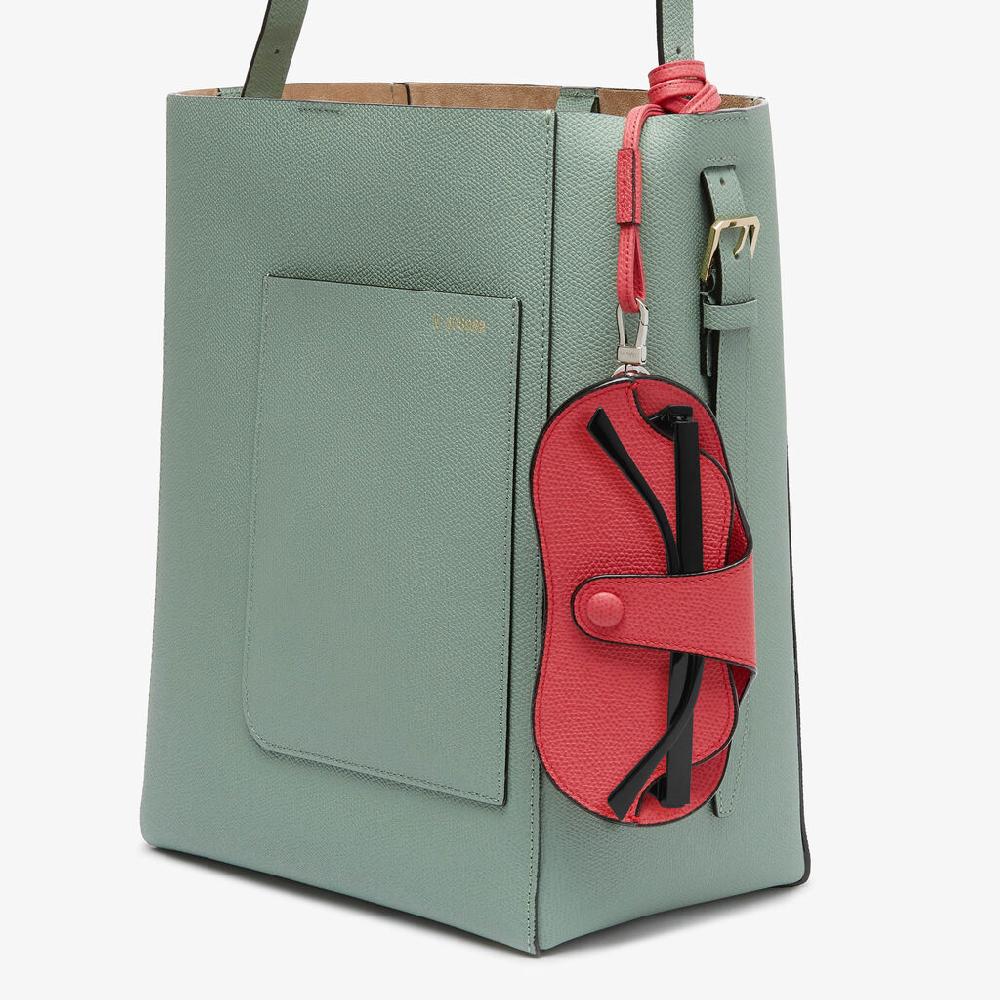 Valextra Porta Occhiali Con Tracolla | Pelle Di Vitello Millepunte | Rosa Fragola | Valextra