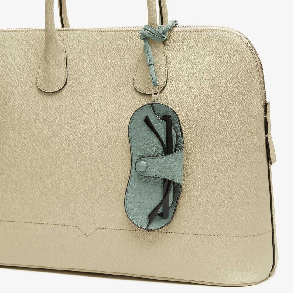 Valextra Porta Occhiali Con Tracolla | Pelle Di Vitello Millepunte | Verde Eucalipto | Valextra