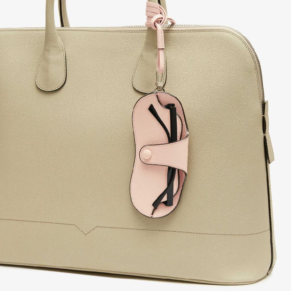 Valextra Porta Occhiali Con Tracolla | Pelle Di Vitello Millepunte | Rosa Bonne Mine | Valextra